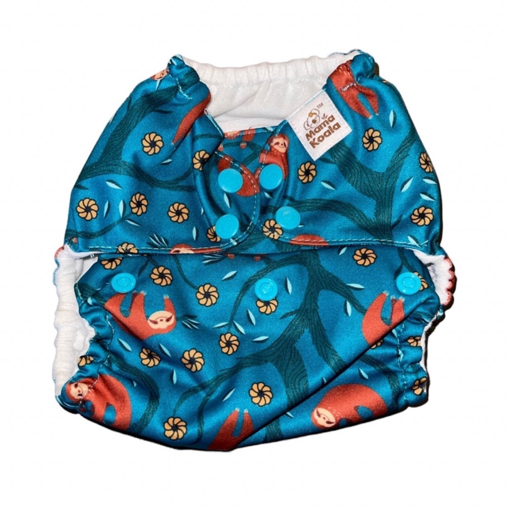 Mama Koala Teal Floral Sloth Cloth Diaper